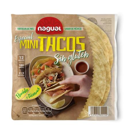 Tortilla de maiz especial Mini Tacos sin gluten 200g Nagual