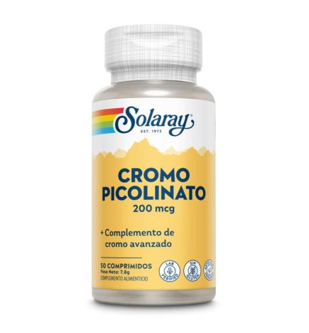 Picolinato de cromo Chromium Picolinate 200mcg 50comp Solaray