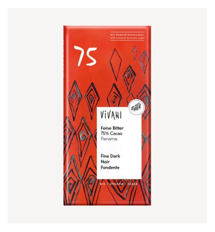 Chocolate negro Panama 75% con azucar de coco bio 80g Vivani