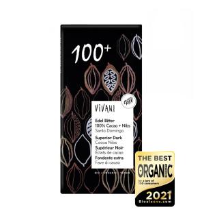 Chocolate negro 100% con nibs de cacao bio 80g Vivani