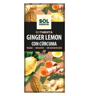 Tableta chocolate jengibre limon y curcuma bio 70g Sol Natural