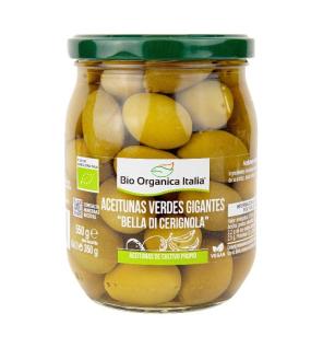 Aceitunas verdes gigantes bella di Cerignola Bio 550g Organica Italia