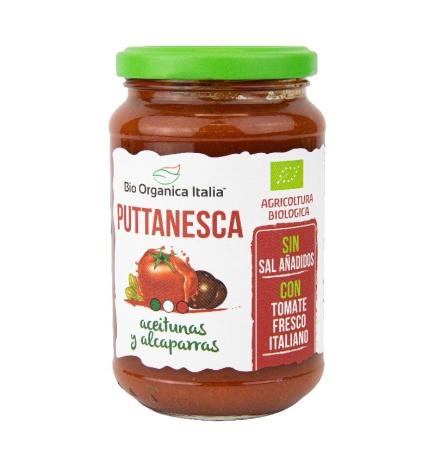 Salsa de tomate puttanesca con olivas y alcaparras Bio 325ml Organica Italia