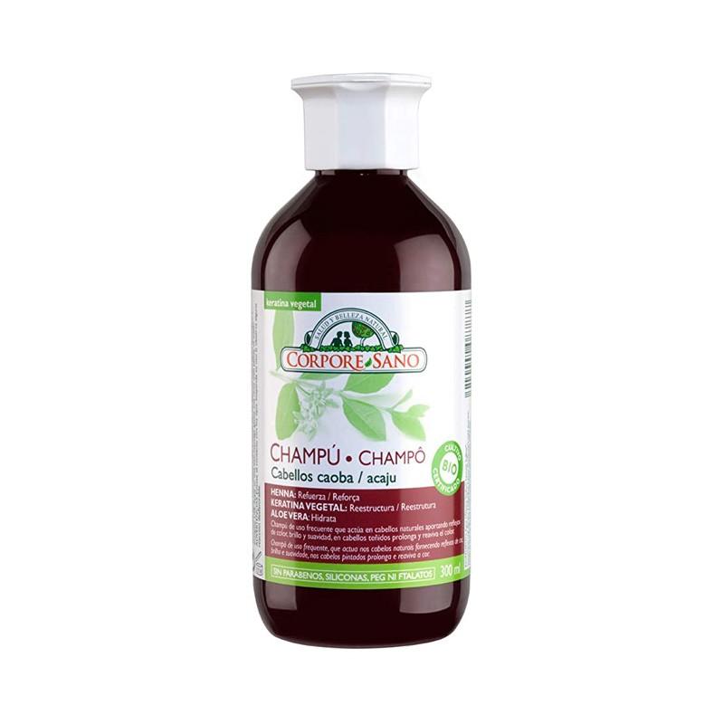 Champu cabello caoba henna, keratina y aloe 300ml Corpore Sano