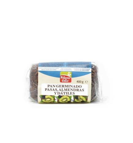 Pan germinado de trigo con almendras, pasas y datiles bio 400g La Finestra