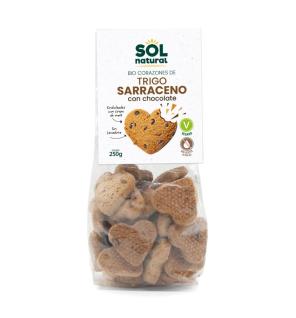 Corazones de trigo Sarraceno con chocolate y sirope maiz bio 250g Sol Natural