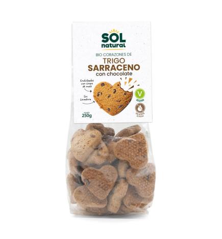 Corazones de trigo Sarraceno con chocolate y sirope maiz bio 250g Sol Natural