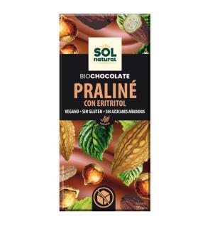 Tableta chocolate praline con eritritol Bio 70g Sol Natural