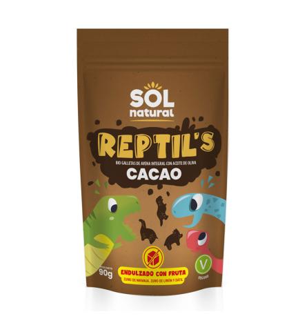 Galletas Cacao Avena integral y fruta REPTIL'S (forma de dinosaurios) Bio 90g Sol Natural