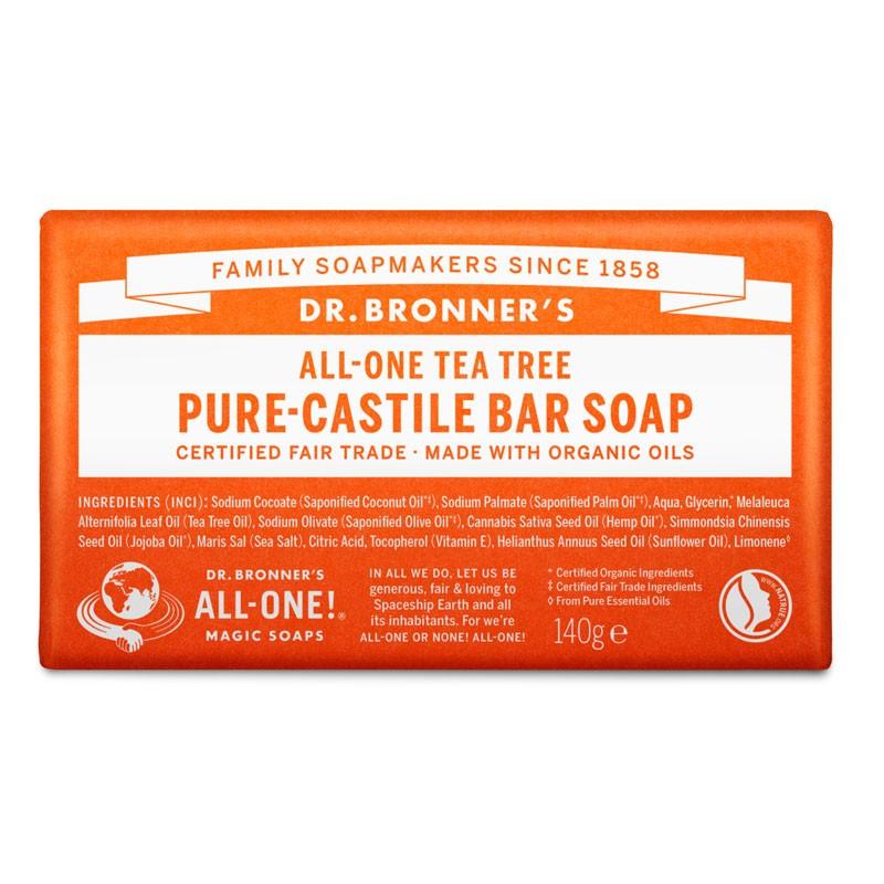 Pastilla de jabon de arbol del te bio 140g Dr. Bronner's