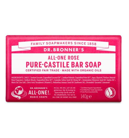 Pastilla de jabon de rosas bio 140g Dr. Bronner's