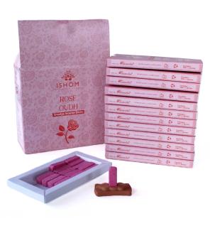 Pack of 15 Natural Incense Smudge Bricks and Burner - Rose Wood