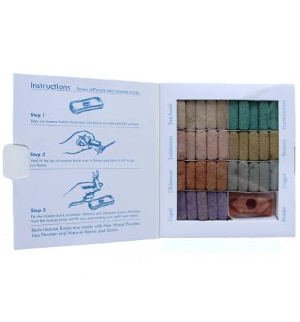 Display Set of 70 Incense Smudge Bricks and Burner - Wild West