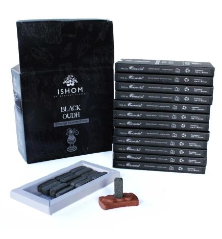 Pack of 15 Natural Incense Smudge Bricks and Burner - Black Wood