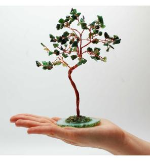 Árbol de piedras preciosas grande: Aventurina verde sobre base de ágata verde (100 piedras)