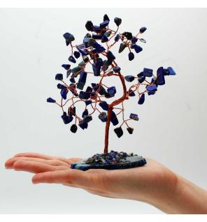 Árbol de piedras preciosas grande: Sodalita sobre base de ágata azul (100 piedras)