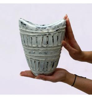 Jarrón con forma de cuello ancho - Crema 22cm