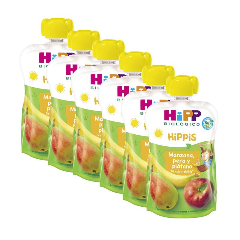 Pouches manzana pera y platano bio 6x100g Hipp