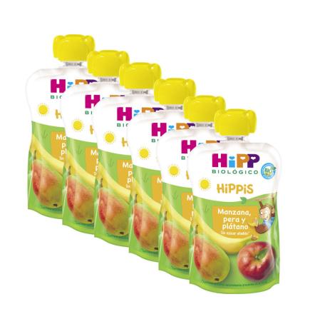 Pouches manzana pera y platano bio 6x100g Hipp