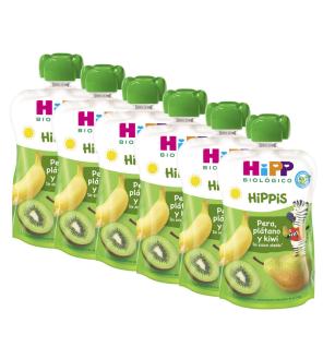 Pouches pera platano y kiwi Bio 6x100g Hipp