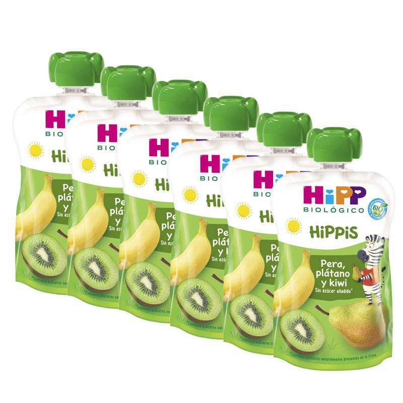 Pouches pera platano y kiwi Bio 6x100g Hipp