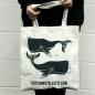 Lrg Natural 6oz Cotton Bag 38x42cm - WHALES