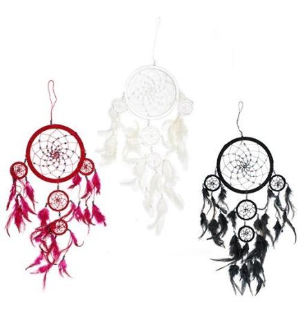Atrapasueños Bali aro Grande - Negro/Blanco/Rojo (Colores Surtidos)
