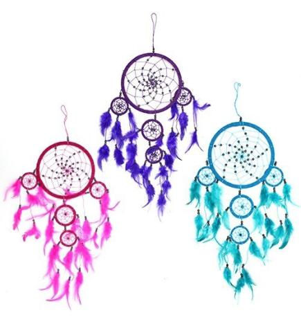 Atrapasueños Bali aro grande - Turquesa/Rosa/Morado (Colores Surtidos)