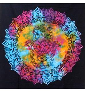 Colcha doble de Algodón - Hamsa Negro