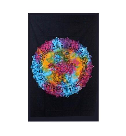 Colcha Individual de Algodón - Hamsa Negro