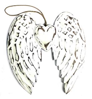 Ala de ángel doble hecha a mano y corazón - 24cm