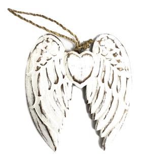 Doble alas de ángel y corazón hecho a mano - 15cm