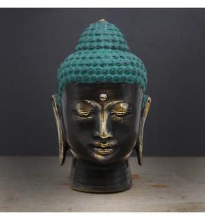 Large Antique Brass Buddha Head