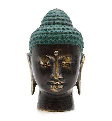 Cabeza de Buda de latón antiguo mediana