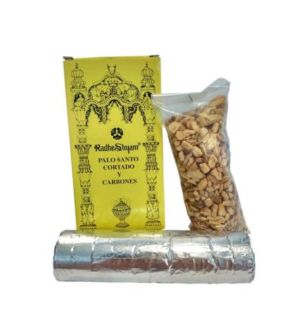 Palo santo cortado y carbones 30 g Radhe Shyam