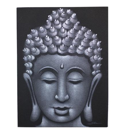 Cuadro de Buda - Acabado en Gris y Arena