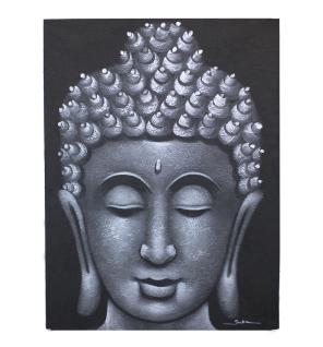 Cuadro de Buda - Detalle de Brocado en Gris