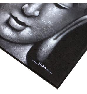 Cuadro de Buda - Detalle de Brocado en Gris
