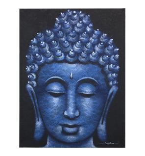 Cuadro de Buda - Detalle de Brocado en Azul