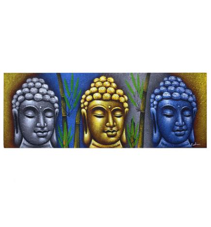 Cuadro de Buda - Tres Cabezas con Bambú