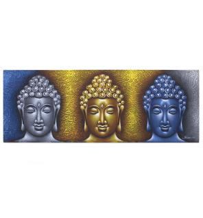 Cuadro de Buda - Tres Cabezas Detalles en Oro