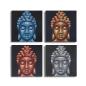 Set de 4 Detalles de Cabezas de Buda en Arena 40x40cm