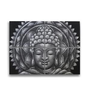 Detalle de Brocado de Mandala de Buda Gris 30x40cm x 4
