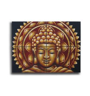 Detalle de Brocado de Mandala de Buda Dorado30x40cm x 4