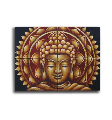 Detalle de Brocado de Mandala de Buda Dorado30x40cm x 4