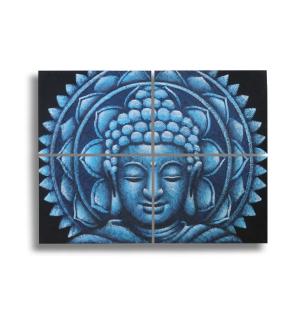 Detalle de Brocado de Mandala de Buda Azul30x40cm x 4