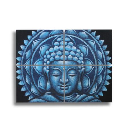 Detalle de Brocado de Mandala de Buda Azul30x40cm x 4
