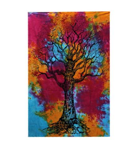 Colcha Individual de Algodón + Tapiz - Árbol Invierno