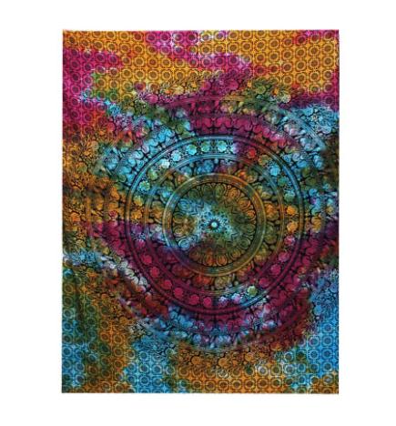 Colcha Individual de Algodón + Tapiz - Mandala Elefante