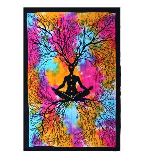 Colcha Individual de Algodón + Tapiz de Pared - Yoga Tree